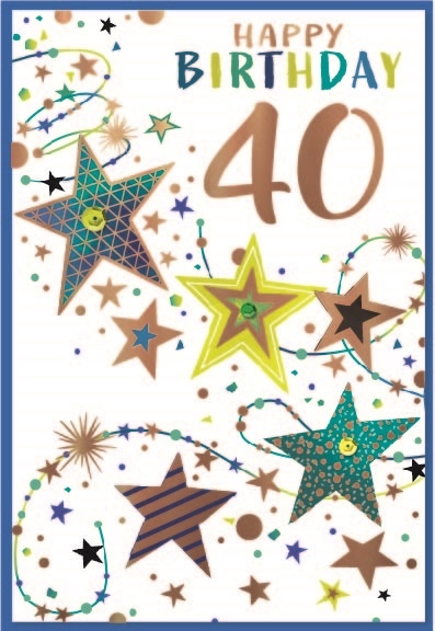 AGE 40 CARDS,Male 6`s Stars & Streamers