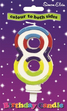 CAKE CANDLE,NUMERAL 8 [Packs Only]
