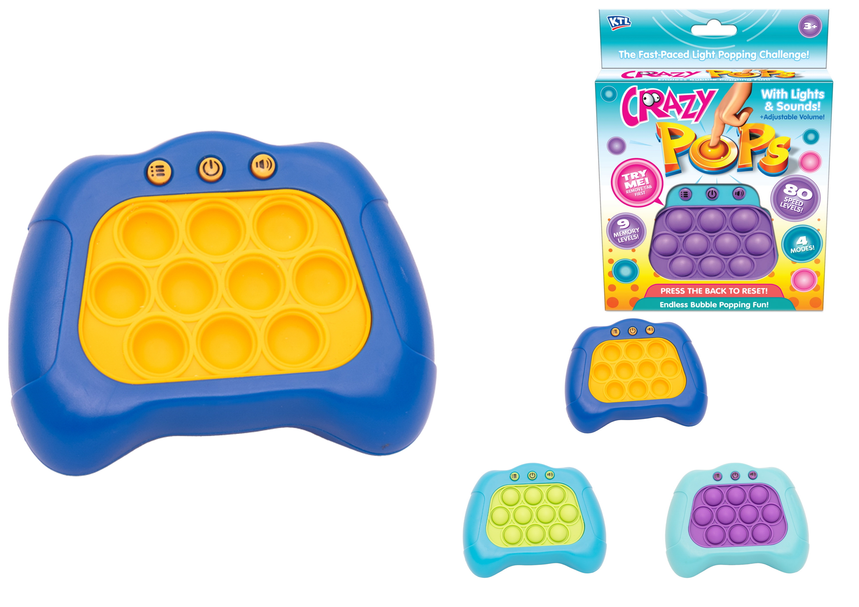CRAZY POPS, Bubble Popping Game, Light & Sound 4 Modes.3+ [Splittable]