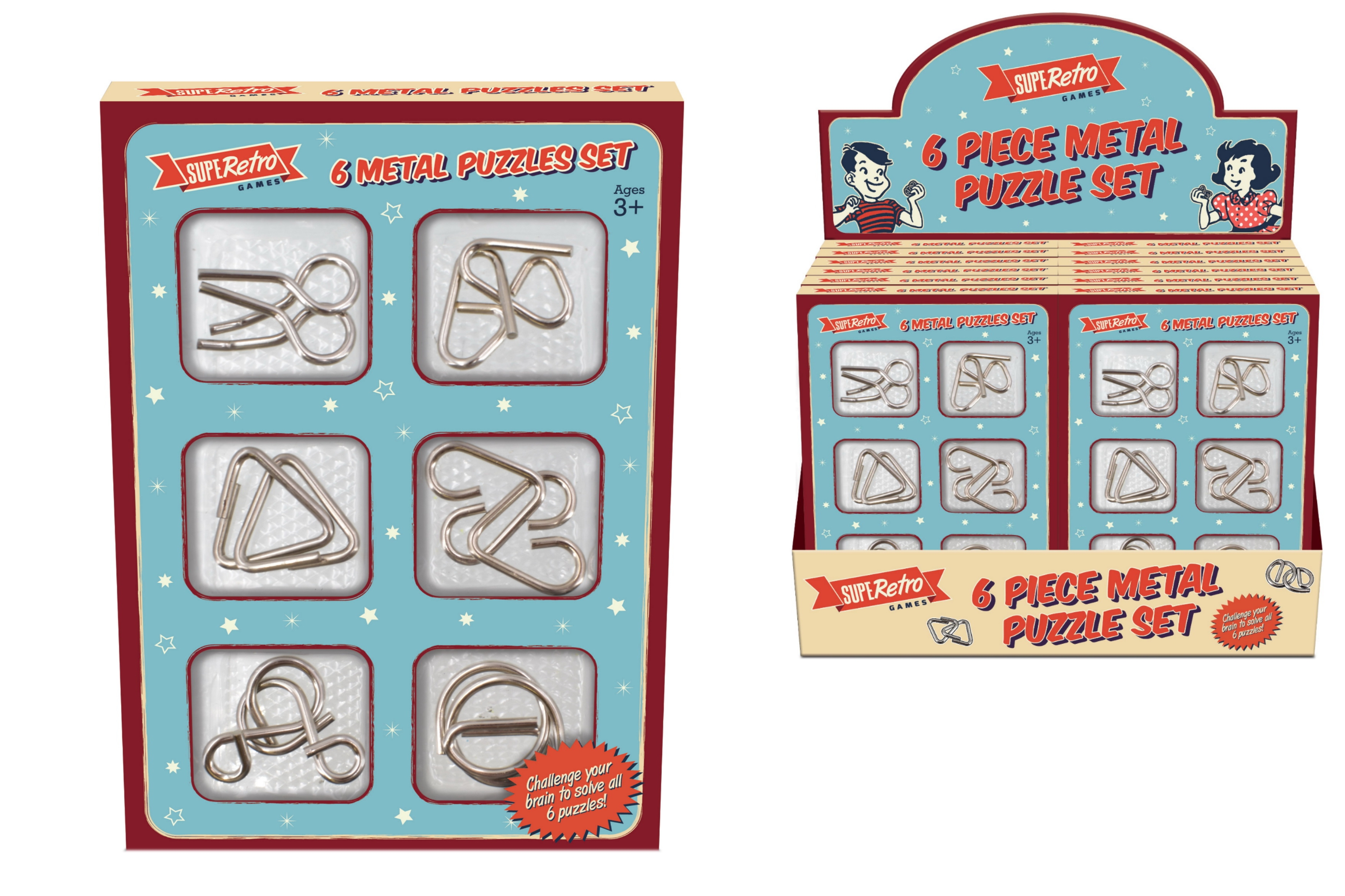 METAL PUZZLE SET 6pc SUPERETRO I/Bxd CDU [Splittable]