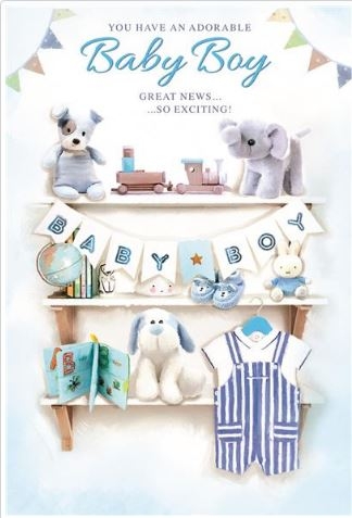 BABY BOY CONGRATS. CARDS,6`s Toys, Clothes & Books