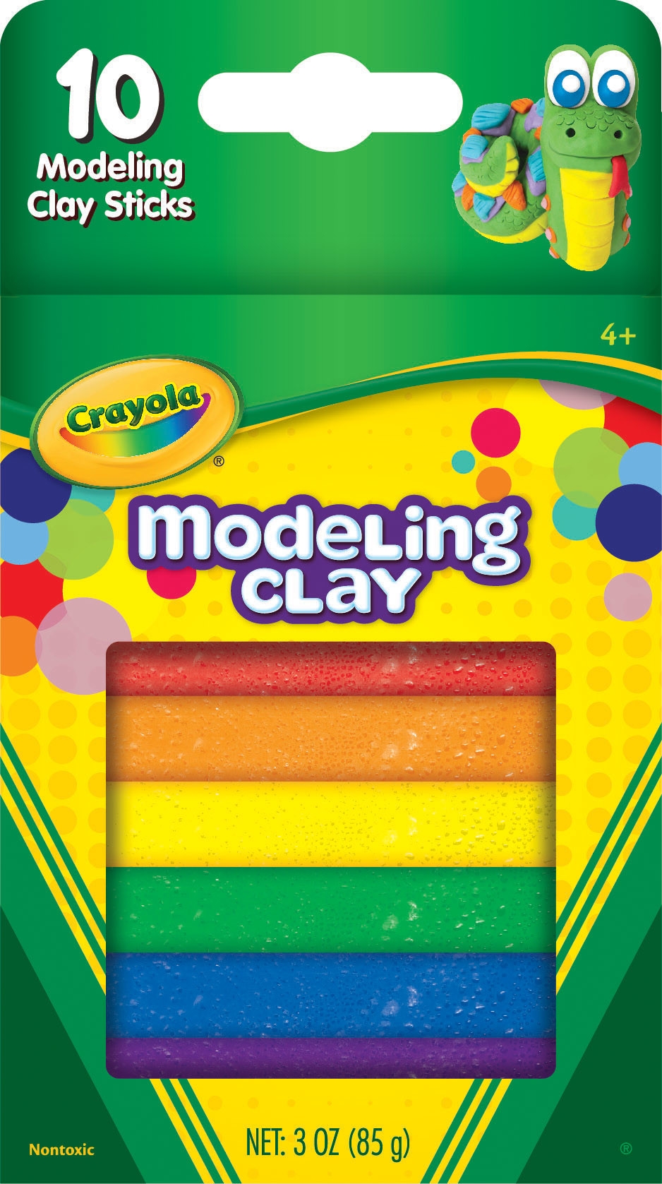 MODELLING CLAY,10 Asst Col Sticks, 85g Nontoxic, Crayola [Packs Only]