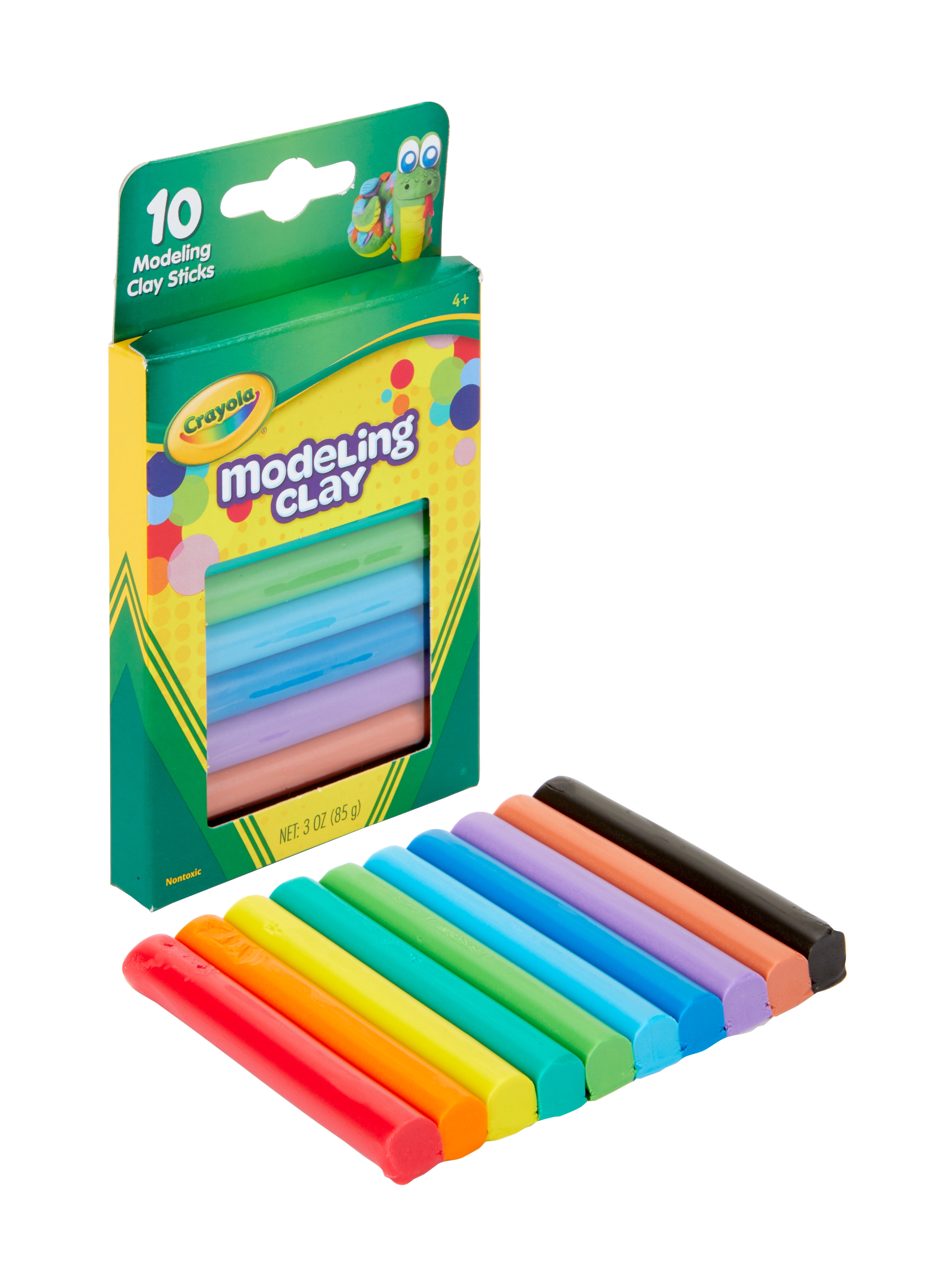 MODELLING CLAY,10 Asst Col Sticks, 85g Nontoxic, Crayola [Packs Only]