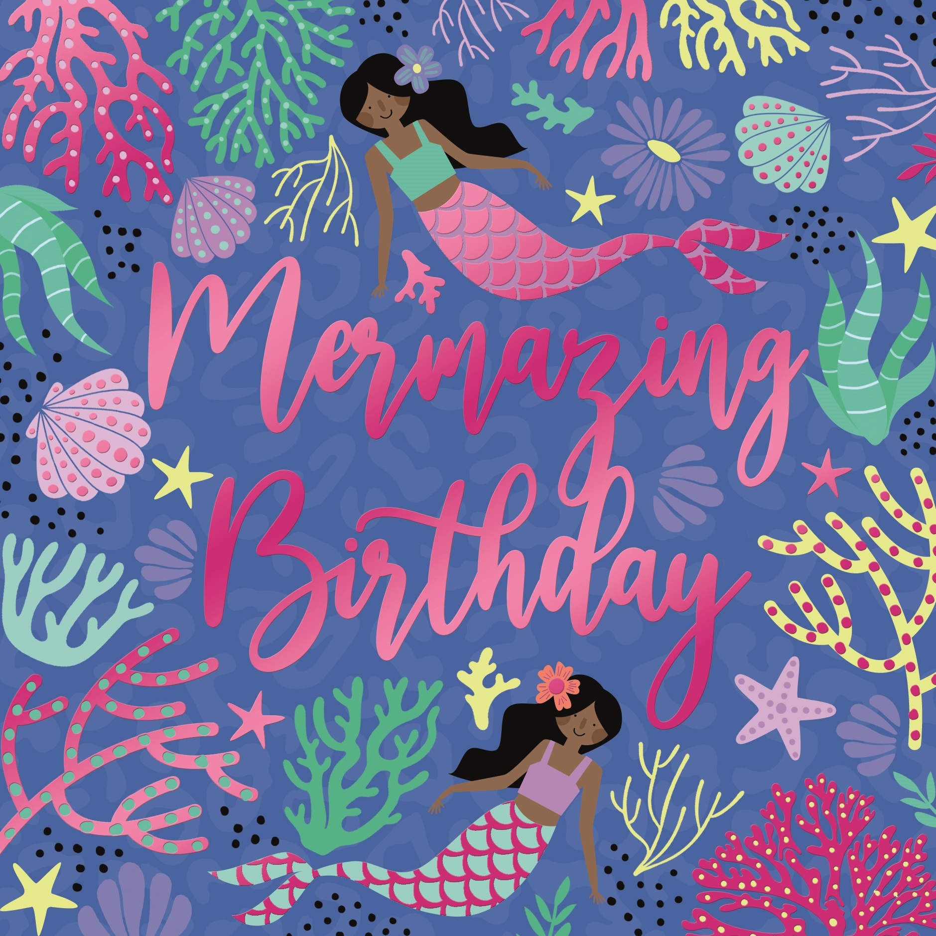 BIRTHDAY CARDS,6`s Mermaids & Coral.