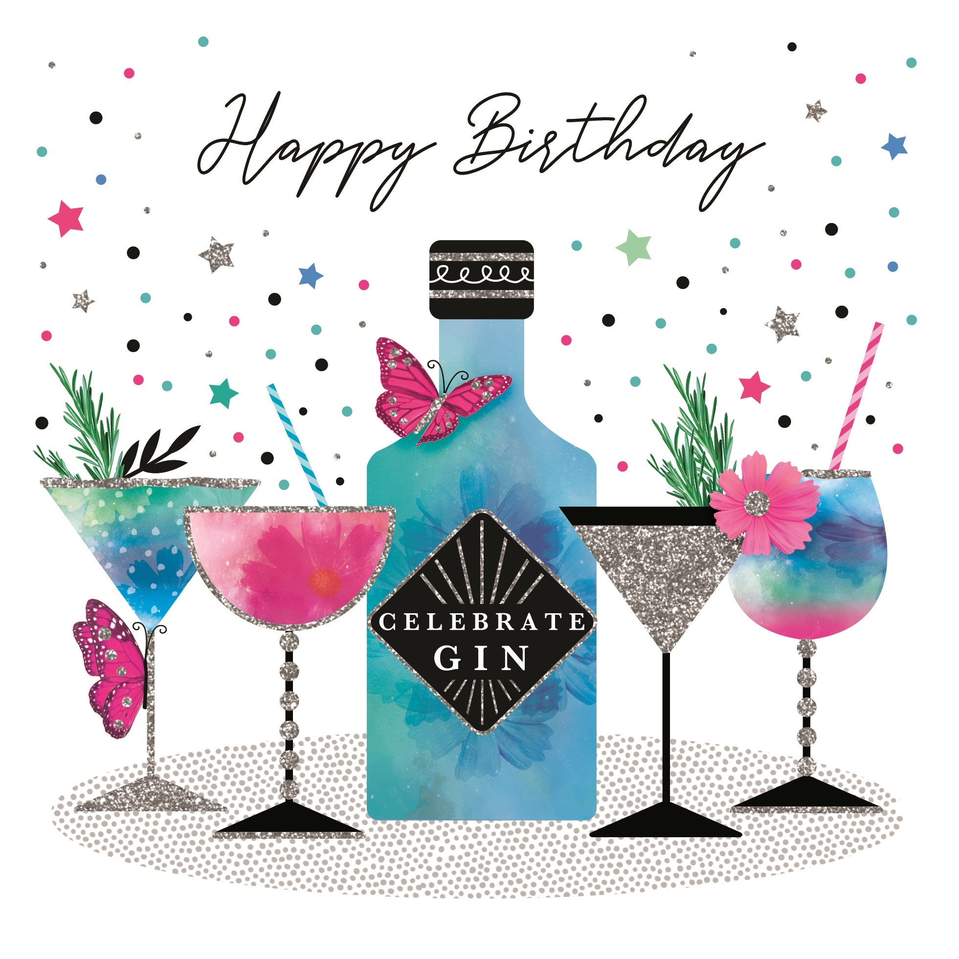 BIRTHDAY CARDS,6`s Tres Chic Celebrate With Gin.