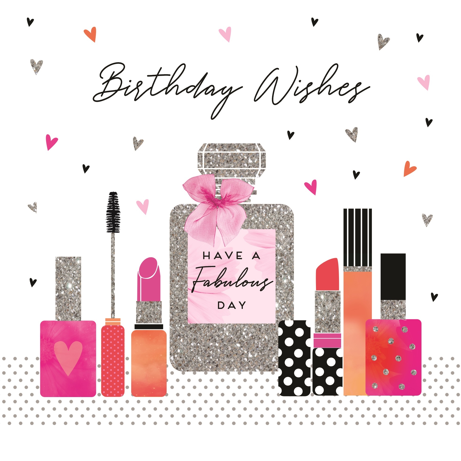 BIRTHDAY CARDS,6`s Tres Chic Purfume, Lipstick & Hearts.