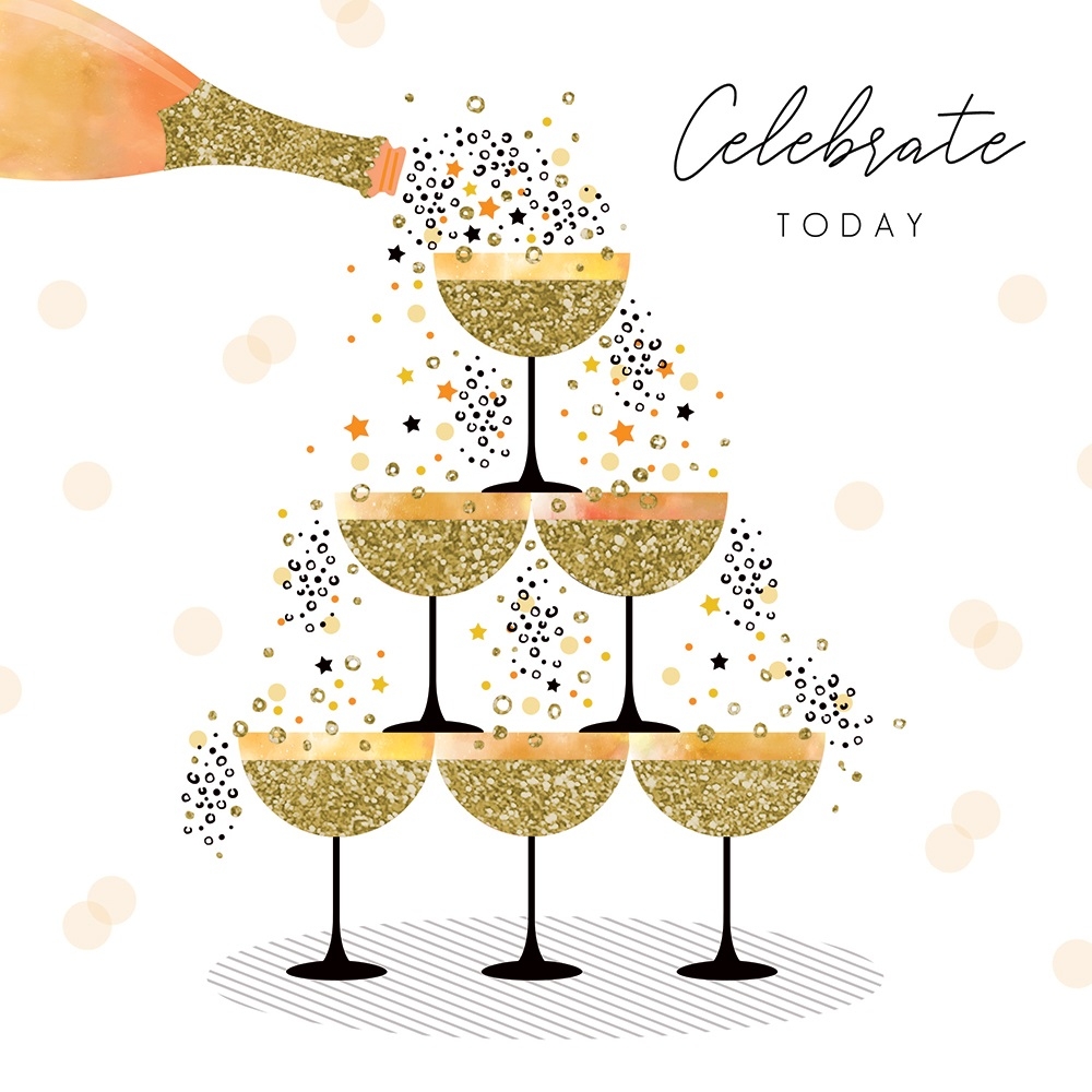 BIRTHDAY CARDS,6`s Tres Chic Champagne Fountain.