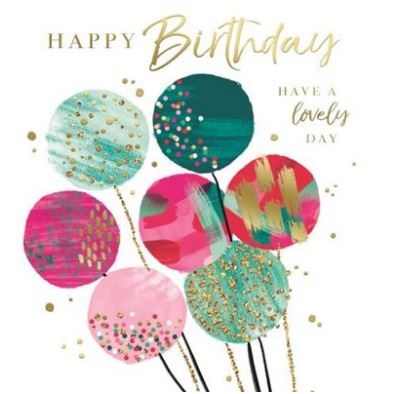 BIRTHDAY CARDS,6`s Shimmer Dots & Balloons