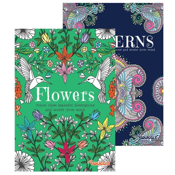ADULT COLOURING BOOK,A5 Flowers/Patterns Assorted [Packs Only]
