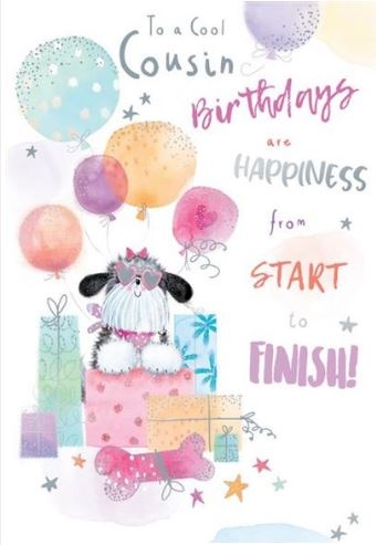BIRTHDAY CARDS,6`s Cousin Presents & Balloons