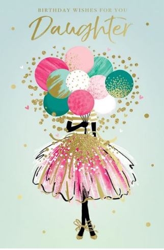 BIRTHDAY CARDS,Daughter 6`s Dress, Dots & Balloons