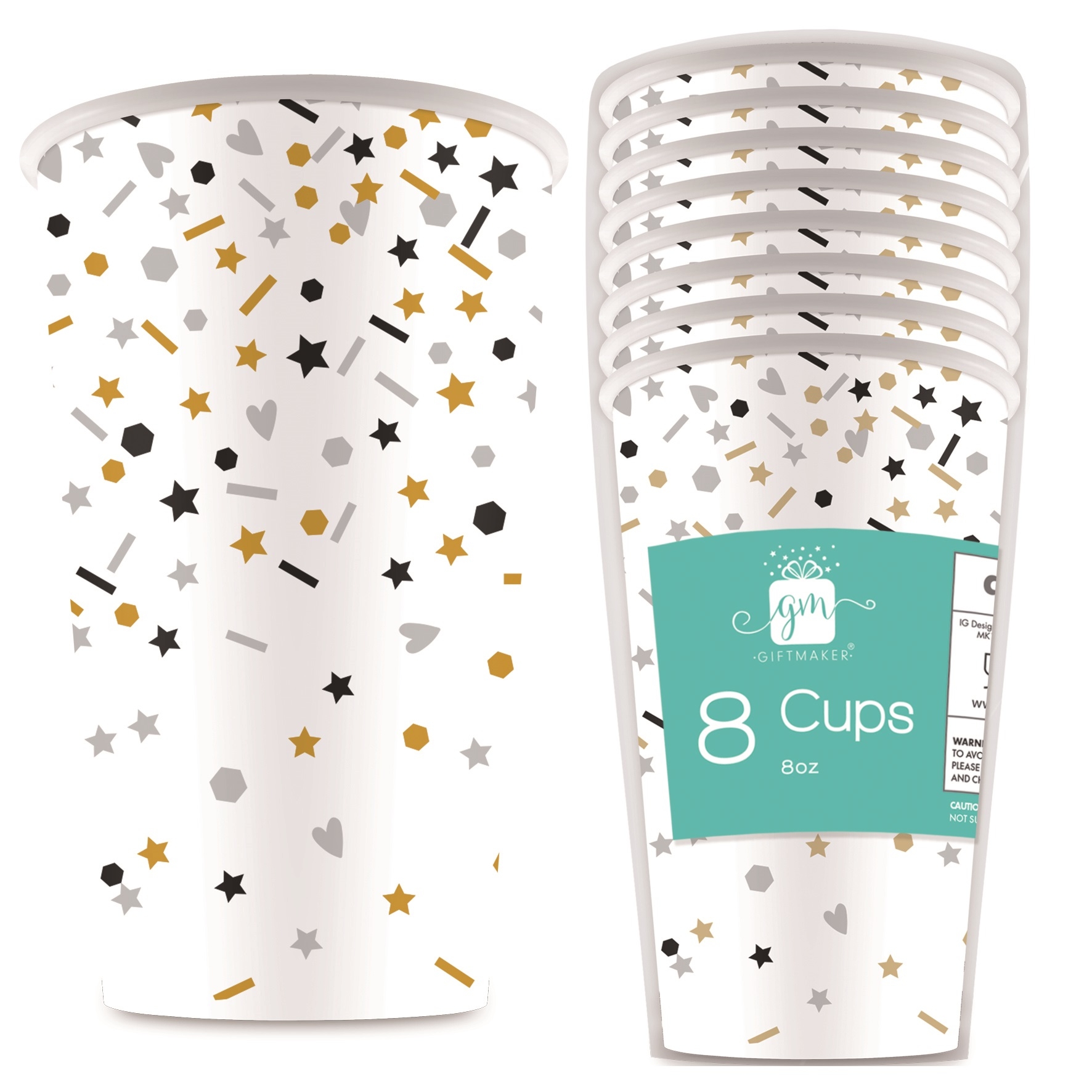 DRINKING CUP,Paper Let`s Celebrate 8oz Half Pint 8`s [Splittable]