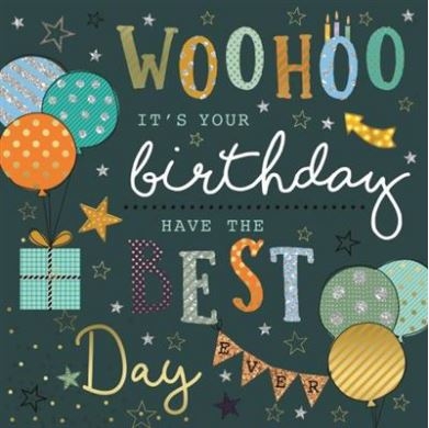 BIRTHDAY CARDS,6`s Balloons, Presents & Stars