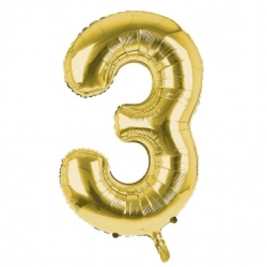 BALLOONS,Number 3 Gold 34