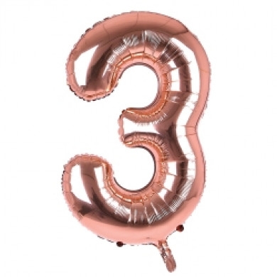 BALLOONS,Number 3 Rose Gold 34