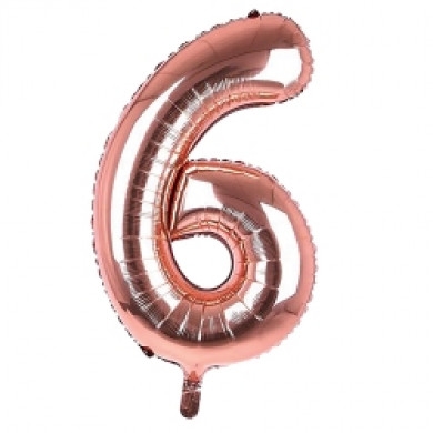 BALLOONS,Number 6 Rose Gold 34