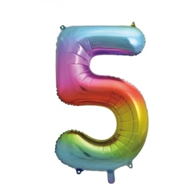 BALLOONS,Number 5 Rainbow 34