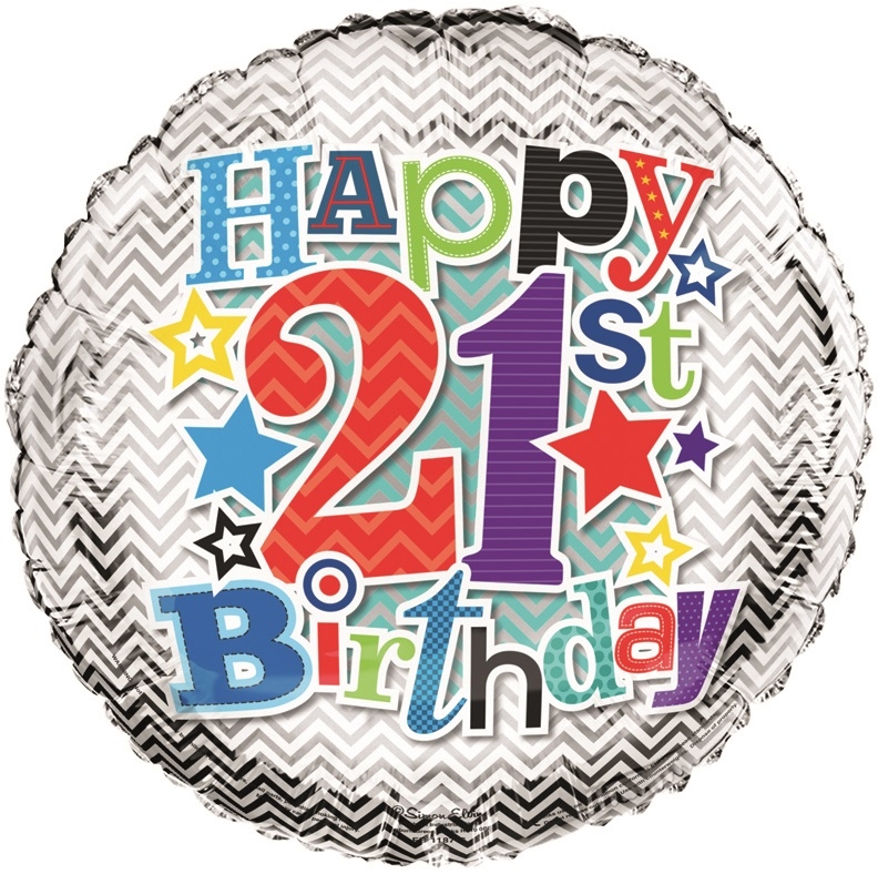 BALLOONS,Age 21 Male Helium Foil [Packs Only]