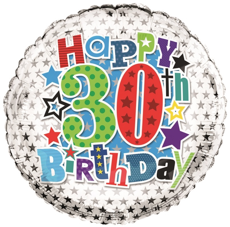 BALLOONS,Age 30 Male Helium Foil [Packs Only]