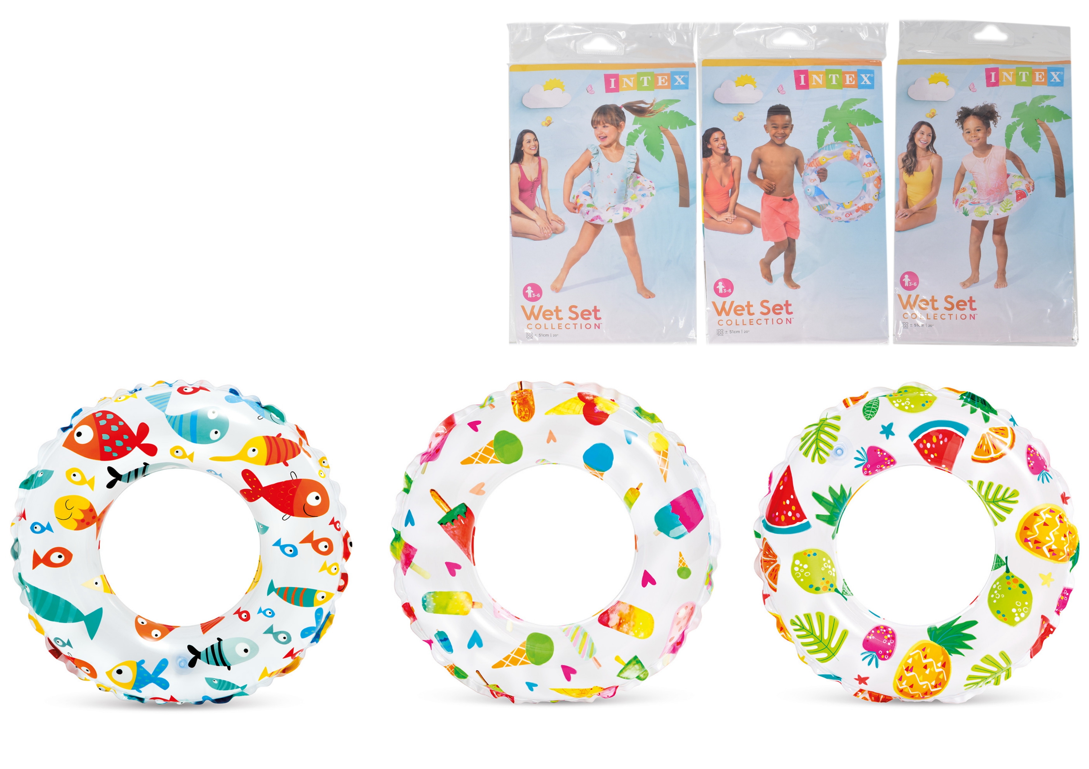 SWIM RING, Wet Set 3 Asst, Age 3-6 H/pk [Splittable]