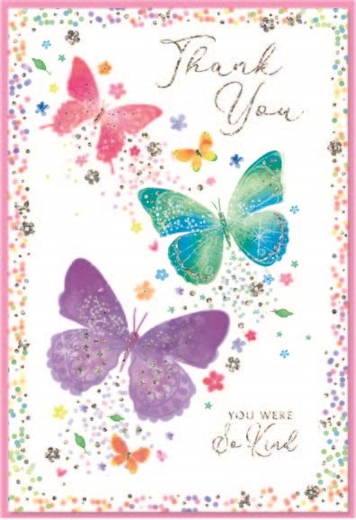 THANK YOU CARDS,Female 6`s Colourful Butterflies