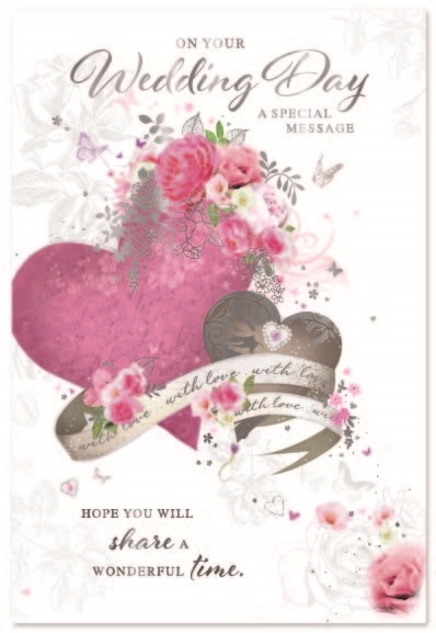 WEDDING DAY CARDS,6`s Floral Hearts
