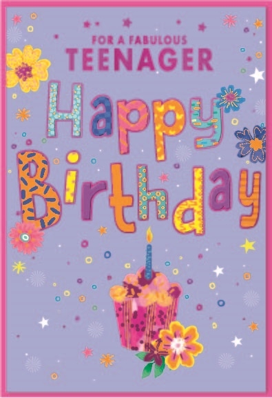 TEENAGER CARDS,Female 6`s Zingy Floral Cupcake