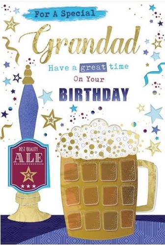 BIRTHDAY CARDS,6`s Grandad Beer & Star`s