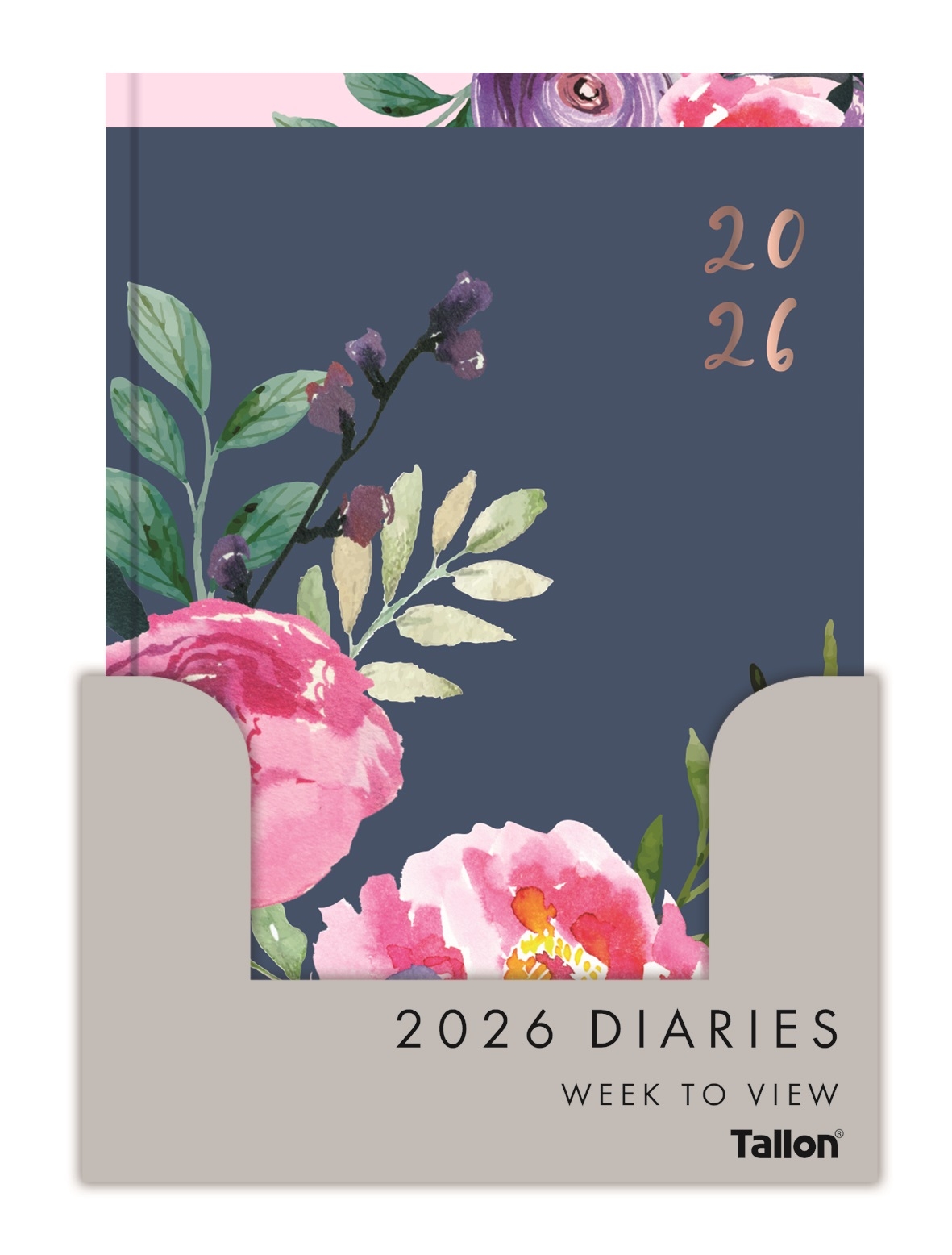 DESK DIARY,A5 Week To View Vintage Floral 2026 CDU [Packs Only]