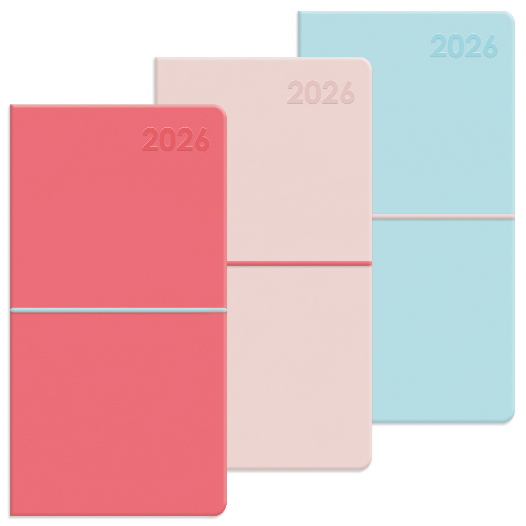 DIARY, Slim Week To View Pastel Moleskin 2026 3 Asst. [Packs Only]