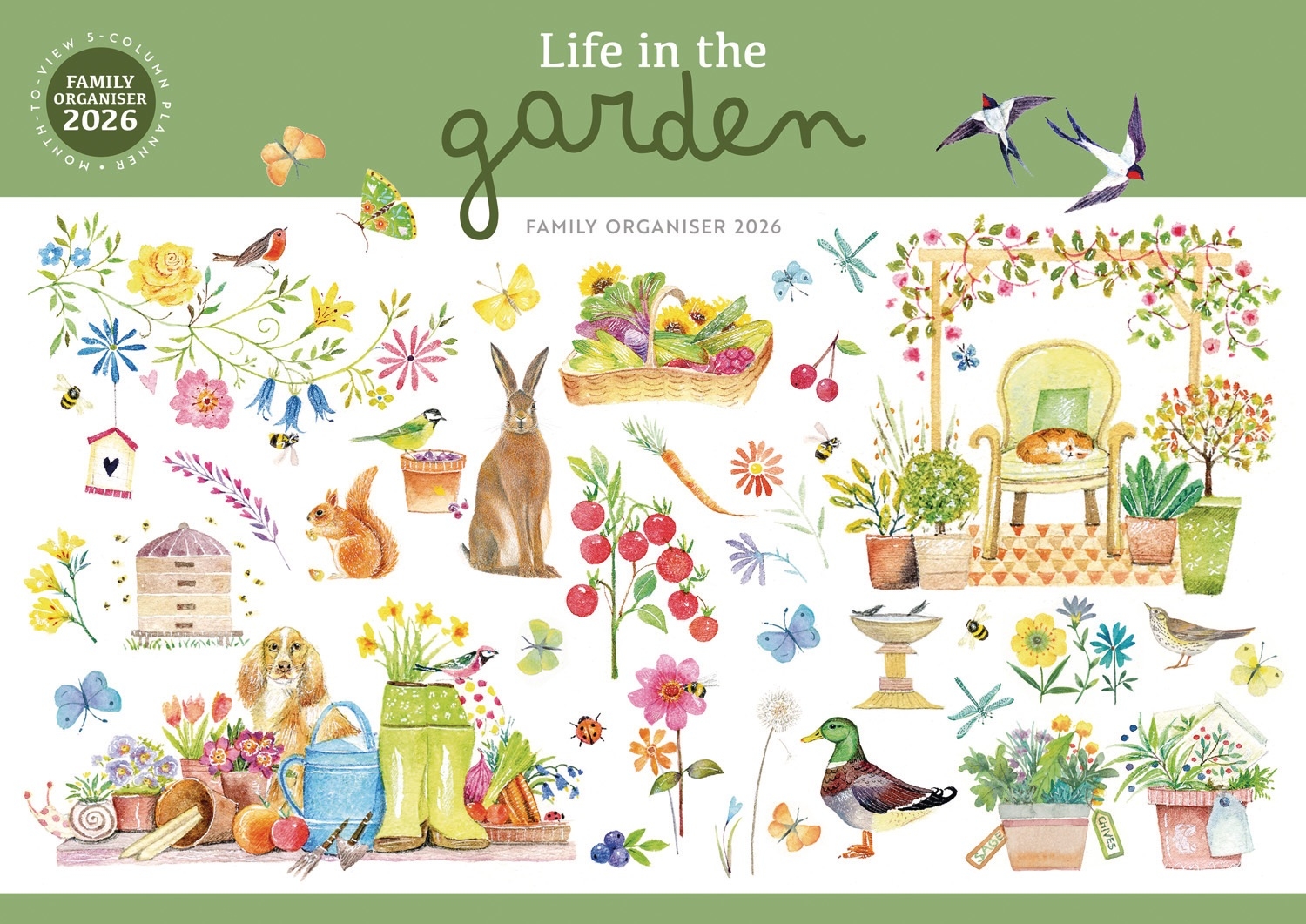 CALENDAR,A4,Family Organiser, Life in the Garden,MTV [Packs Only]