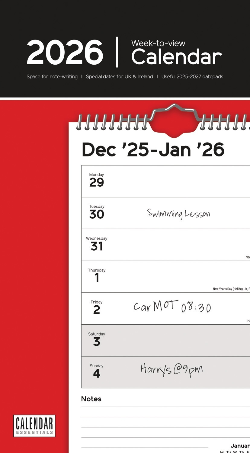 CALENDAR,Weekly Stubby Week to View [Packs Only]