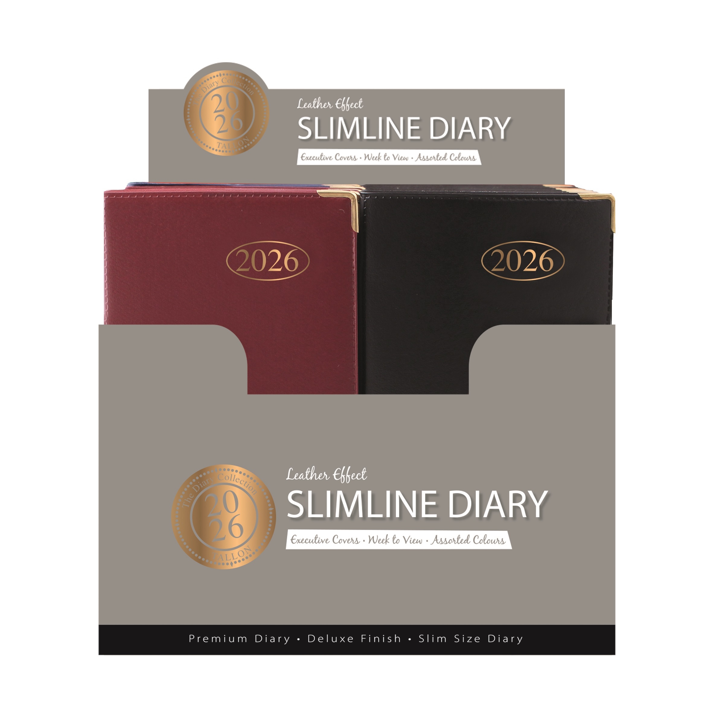 DIARY,Slim,Brass Corners, Asst Cols. 2026 CDU [Packs Only]