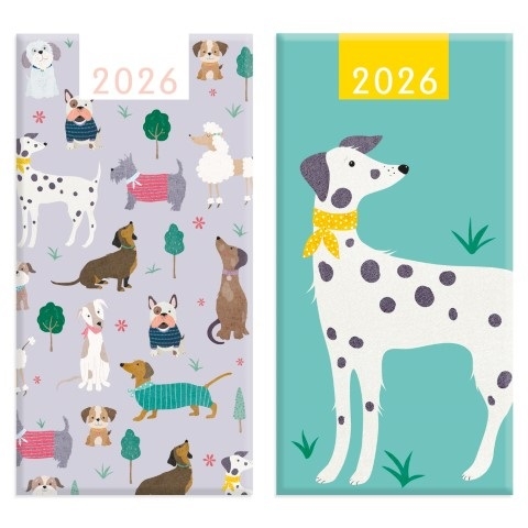 DIARY, Slim, Week To View Dogs 2 Asst.2026 CDU [Packs Only]
