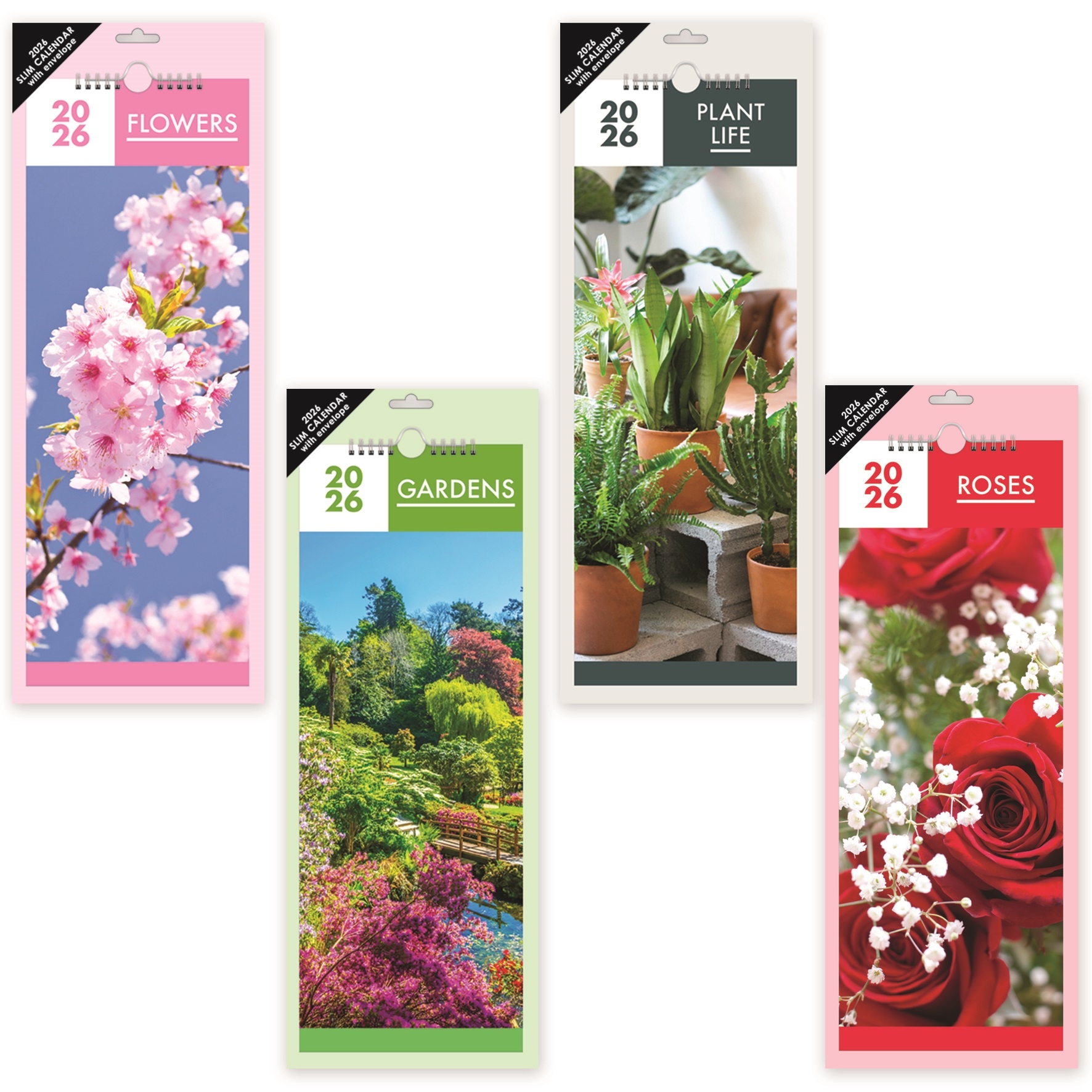 CALENDAR, Slim, Flowers, Gardens & Plants, 4 Asst. 2026 [Packs Only]