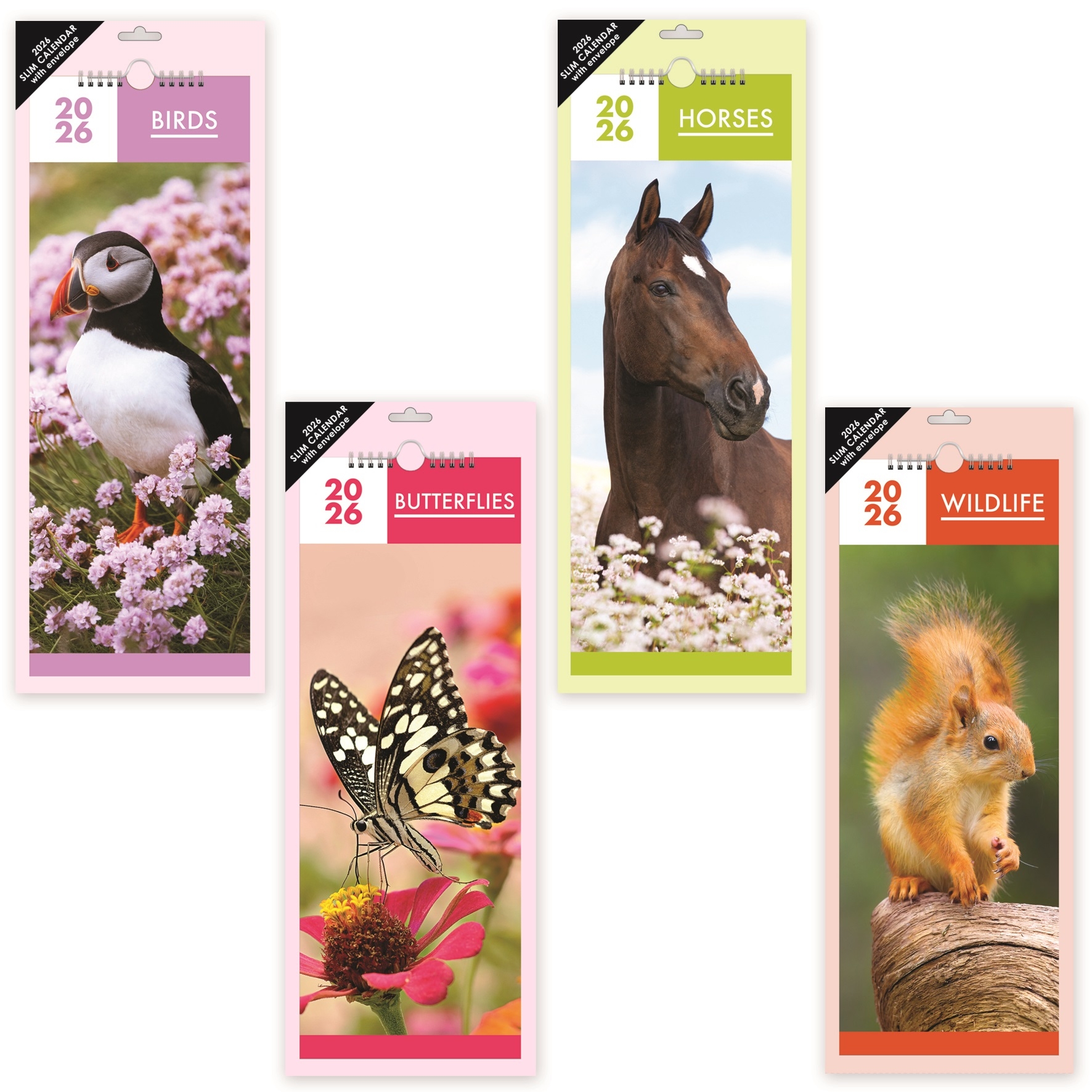 CALENDAR, Slim, Horses, Birds, & Wildlife 4 Asst. 2026 [Packs Only]