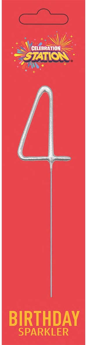 SPARKLER,Numeral 4 H/pk 7in [Packs Only]