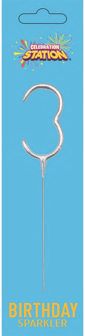 SPARKLER,Numeral 3 H/pk 7in [Packs Only]