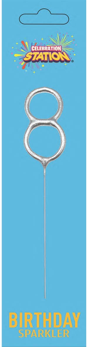 SPARKLER,Numeral 8 H/pk 7in [Packs Only]