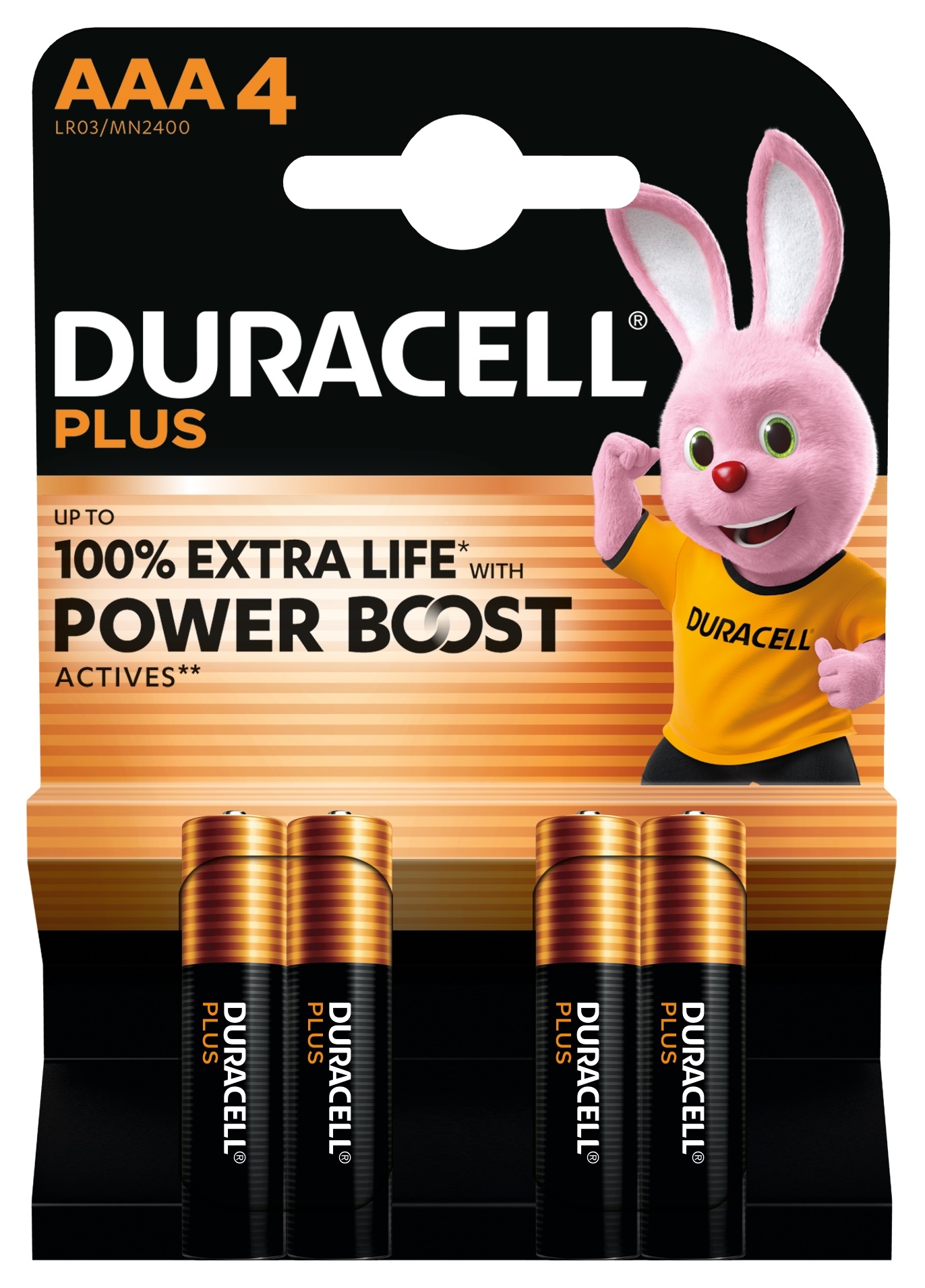 DURACELL PLUS With POWER BOOST Batteries AAA 4`s I/cd [Splittable]