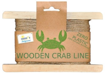 CRAB LINE,Eco Wooden,15cm With Hessian Bait Bag & 10m Line. [Splittable]