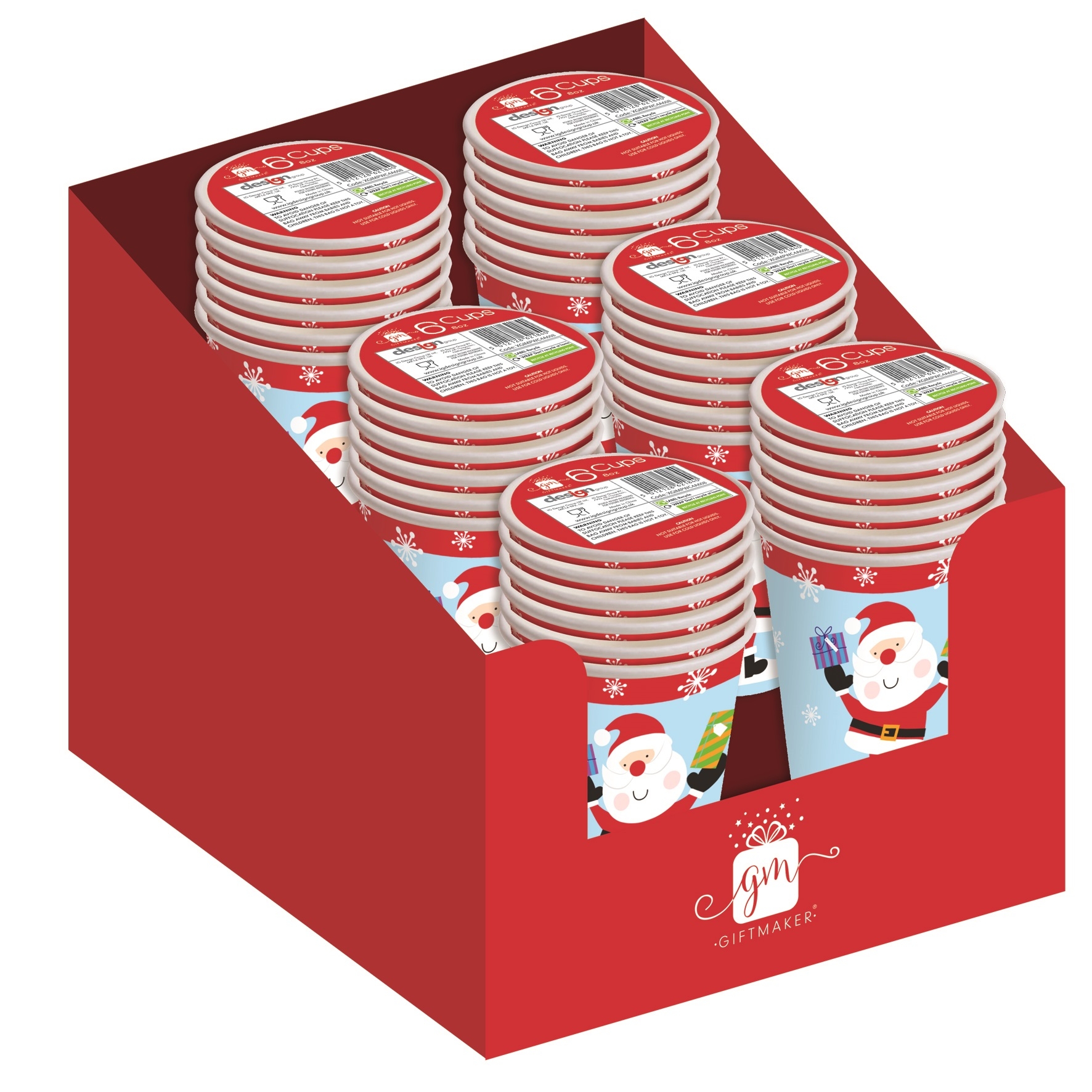 XMAS PAPER CUPS, Kids Characters 8oz 6`s CDU [Splittable]