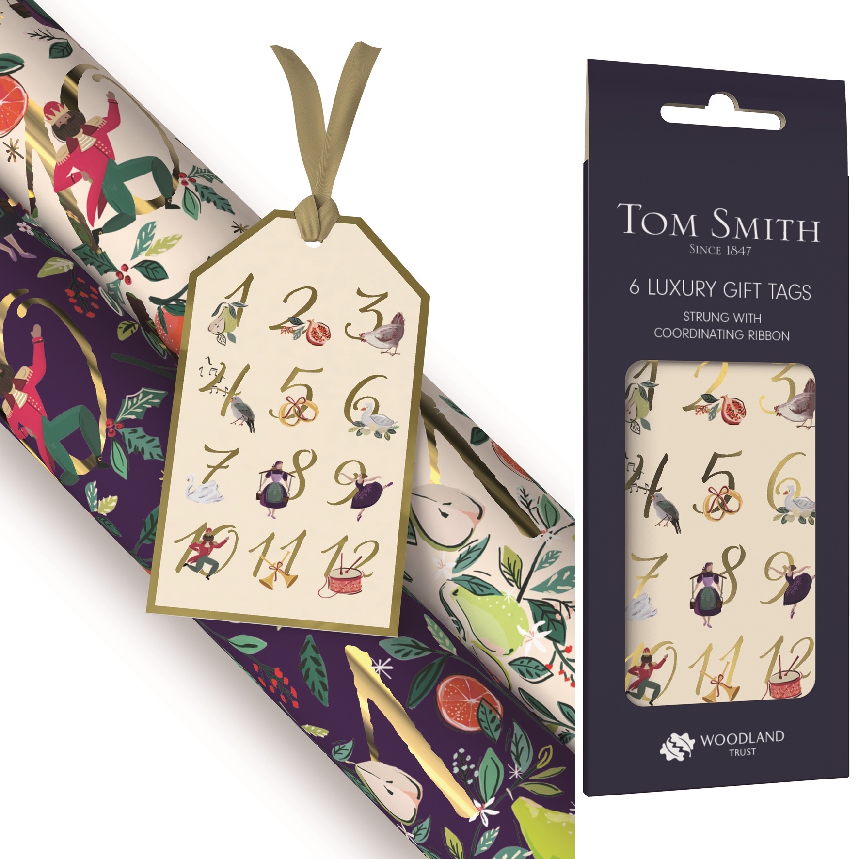 XMAS TAGS,12 Days of Christmas 6`s H/pk [Packs Only]