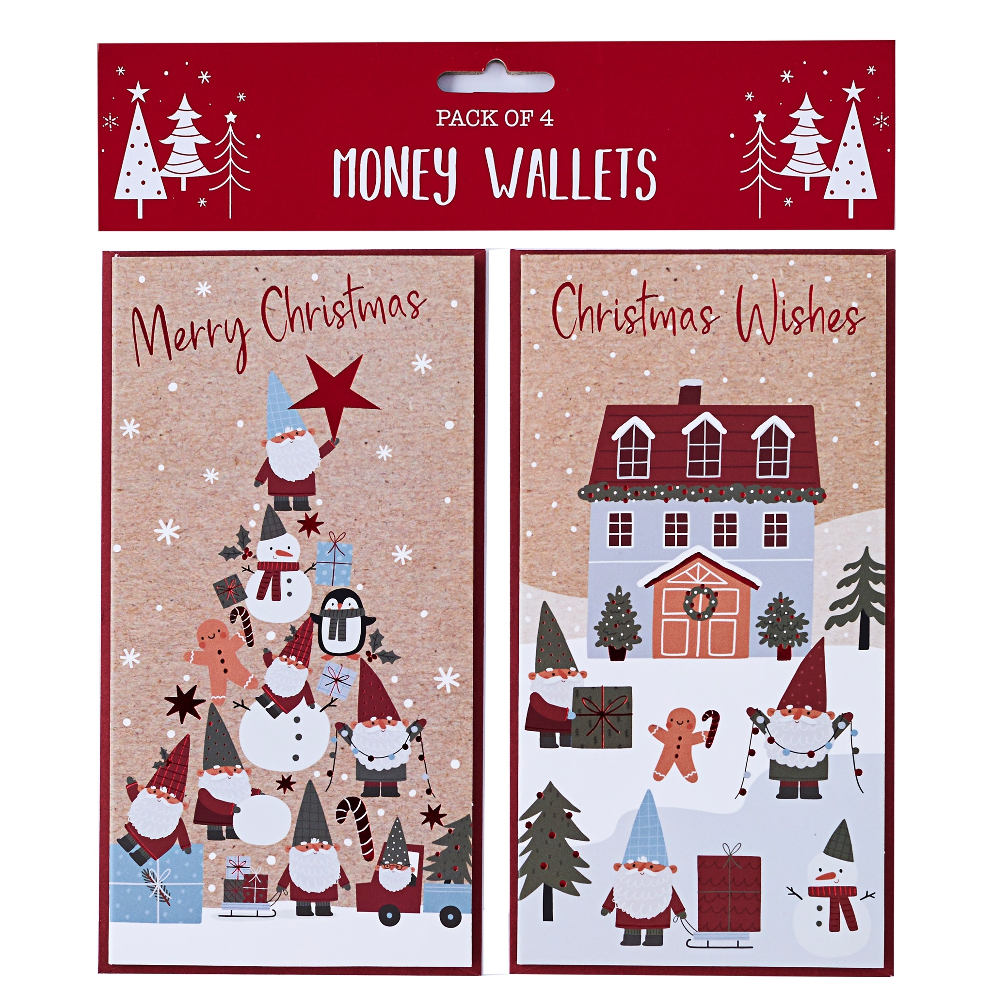 XMAS MONEY WALLETS,Christmas Gonks 4`s [Packs Only]
