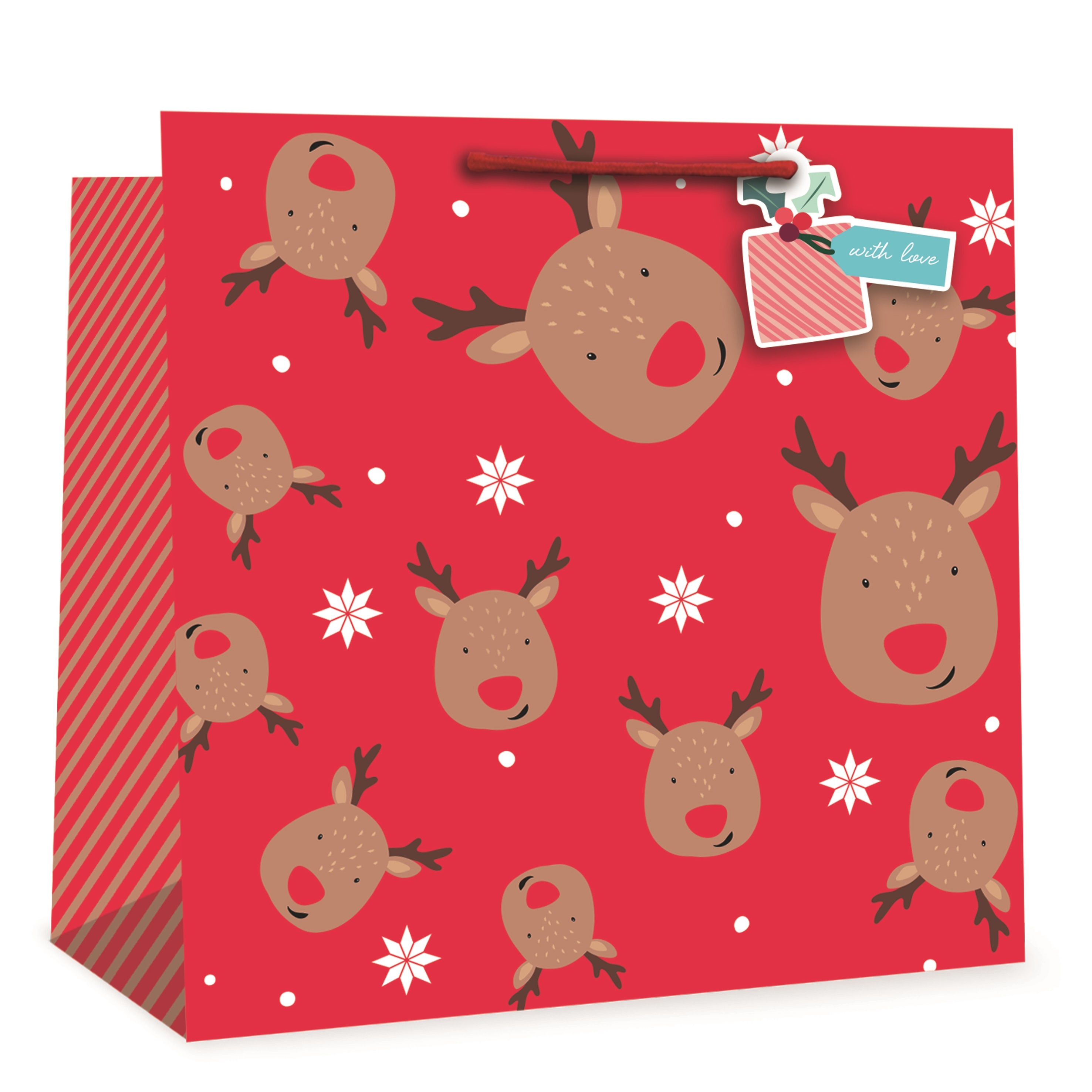 GIFT BAG,Christmas Reindeer (Giant Square) [Packs Only]