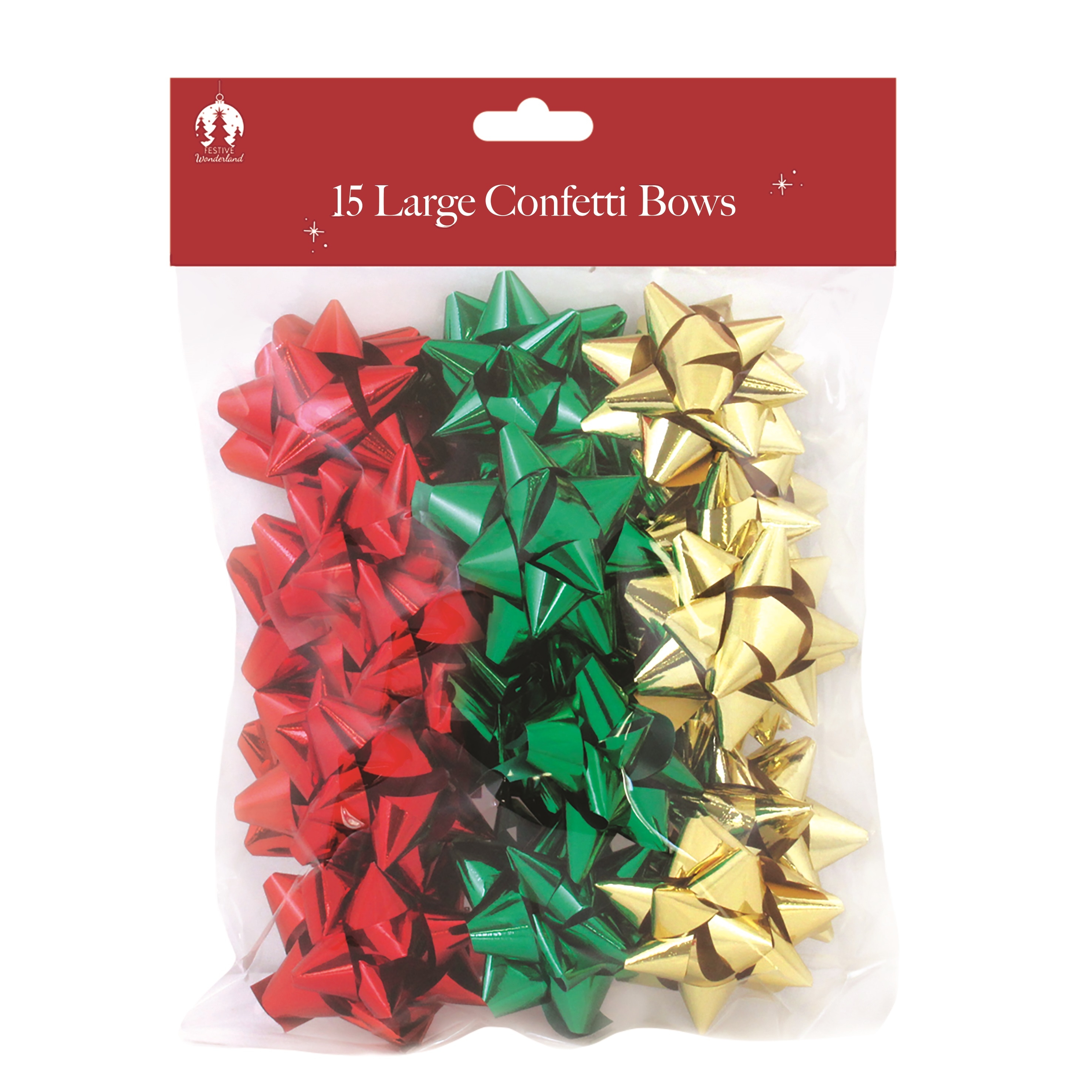 BOW,Large, Gold,Green & Red 18`s H/pk [Packs Only]