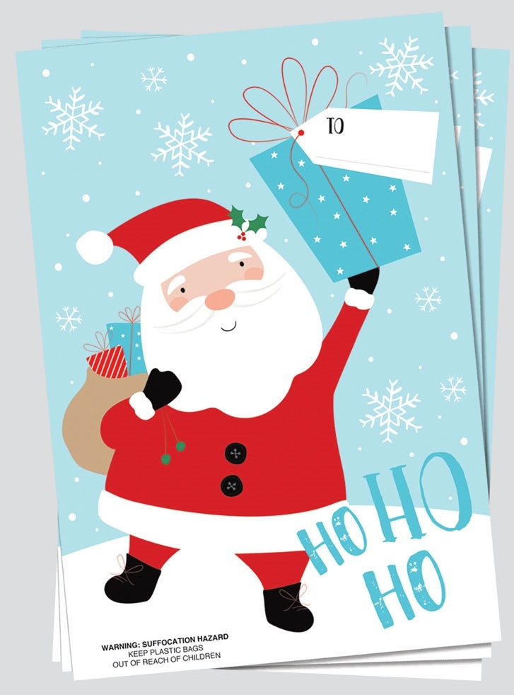 SANTA SACK,PVC 3`s 76x50cm H/pk [Packs Only]