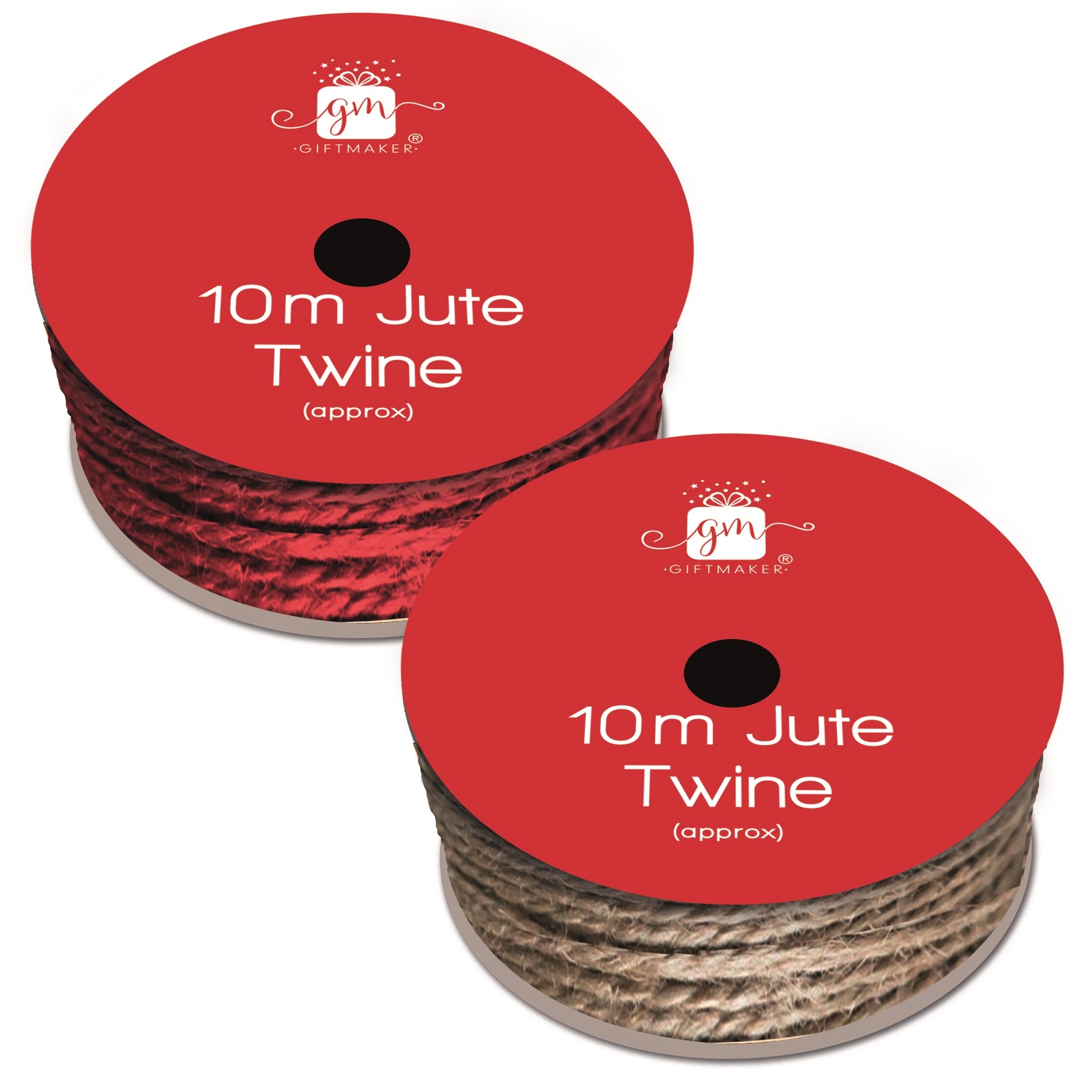 STRING,Eco Brown and Red Asst Jute Twine 10m Spool CDU [Splittable]