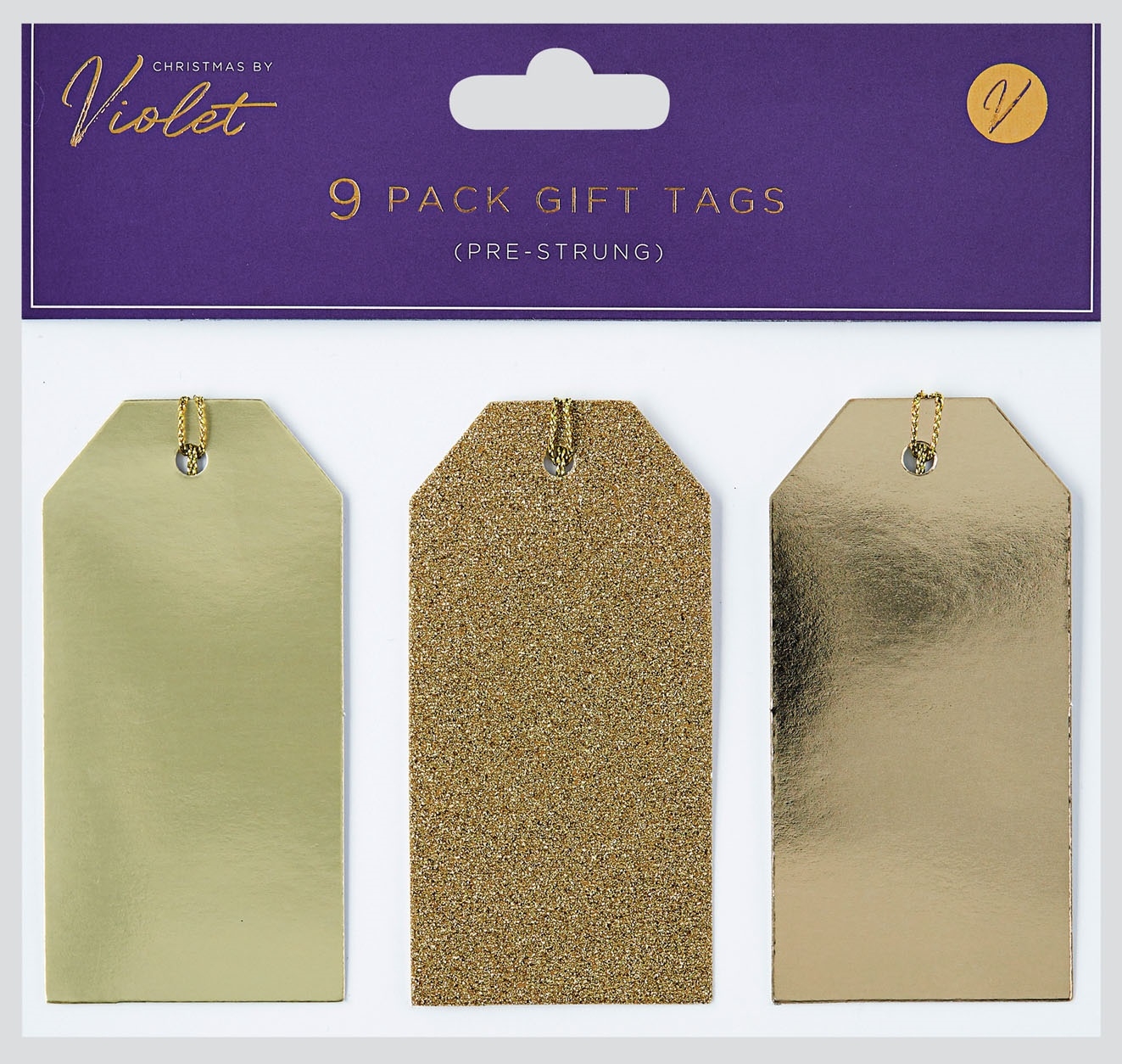 XMAS TAGS,Gold 9`s H/pk [Packs Only]