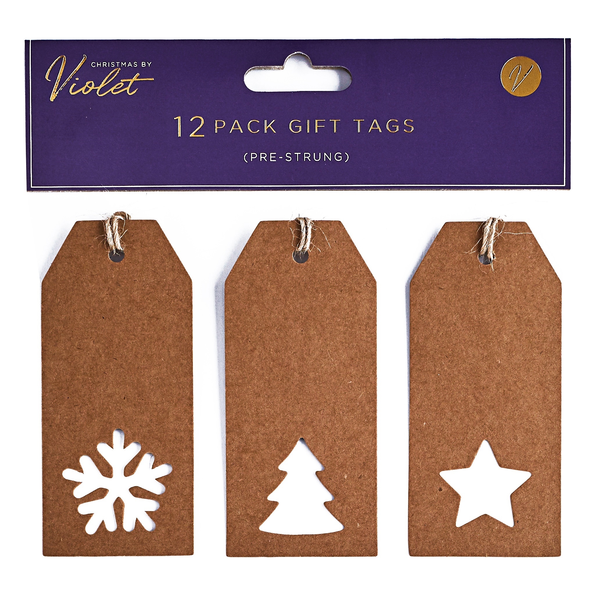 XMAS TAGS,Kraft Die Cut 12`s H/Pk [Packs Only]